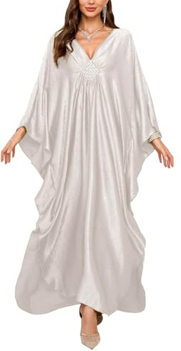 Orshoy Womens Swimwear Beach Bikini Cover Up Long Kaftan Caftan Dress Bathing Suit Free Size White