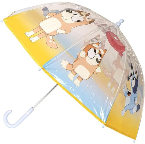 Bluey Regenschirm für Kinder mit buntem und fröhlichem Design – Windfester Kinderschirm mit sicherer Handöffnung und ergonomischem Griff