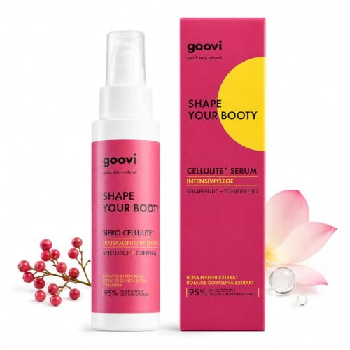 GOOVI Shape Your Booty Cellulite Serum – uppstramande kräm med rosa peppar och lotusextrakt – med värmeeffekt för apelsinhud – 100 ml