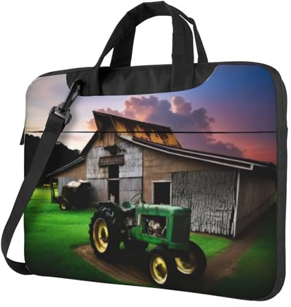 Ultradünne Laptoptasche mit altem Traktor-Foto-Farm-Druck, 39,6 cm (15,6 Zoll), mit Schultergurt, wasserdichte Computerhülle für 13, 14, 15,6 Zoll Laptops, tragbare Aktentasche, Kuriertasche für