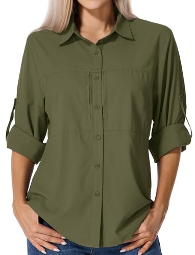 Asfixiado Damen Safari Kleidung UPF50+ UV Schutz Langarm Bluse