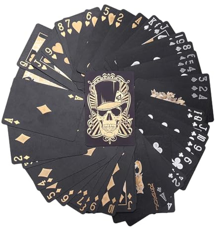Spielkarten aus Aluminium – Pokerdeck mit Totenkopf-Design, flexible Texas-Kartensammlung | Kartendeck aus Premium-Kunststoff, elegantes Design, langlebig, QU-Spielkarte