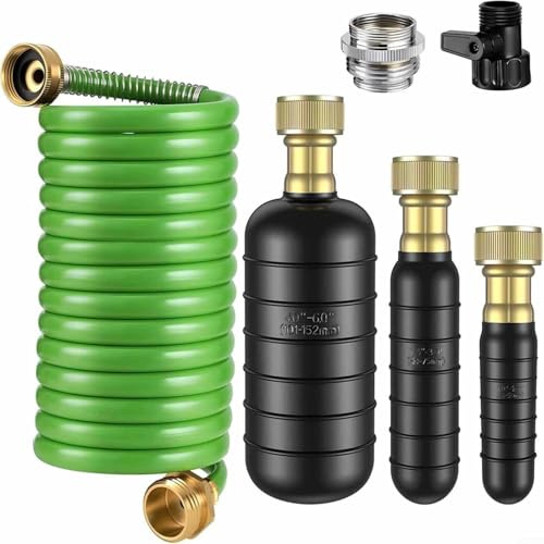 Jurtmy 3 Piece Drain Bladder Kit with 10ft Hose, Water Pressure Drain Cleaner for 1-6 Inch Pipes, Fit for Kitchen Bathroom Sinks Shower Drains(Black)