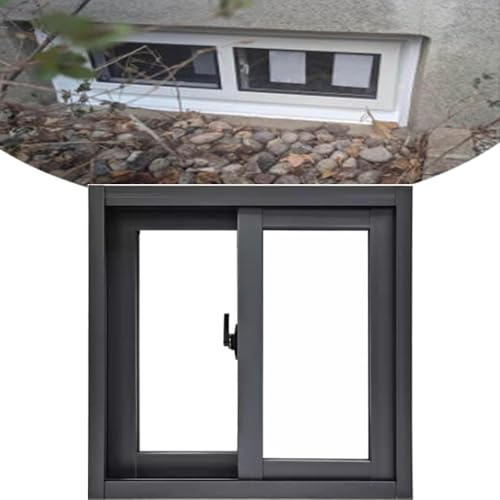 ZIUSFAC Kellerfenster Schiebe Garagenfenster 100/90/80/70/60/50cm Schuppenfenster Zuhause Ersatzfenster Aluminium Haushaltsfenster Weiß/grau(Gray,(WxH) 85x50cm/34x20)