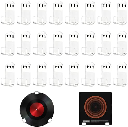 Horktrust Schallplatten Wandhalterung 24 Stück ohne Bohren – Vinyl Wandhalter Acryl Transparent Unsichtbar, 3D Wand Display für LP & Album Cover, Selbstklebend Deko Wohnzimmer
