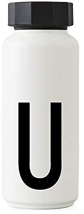 Design Letters Botella de Agua Blanco 500 Ml (A-Z) | Botella Agua Acero Inoxidable para niño, adults | Botella Termica Libre BPA/BPS | Cantimplora Termo con Aislamiento de Vacío de Doble Pared Botella