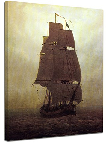 Bilderdepot24 Bild auf Leinwand | Caspar David Friedrich Segelschiff in 90x120 cm als Wandbild | Wand-deko Dekoration Wohnung alte Meister | NEU-180201-90x120-s