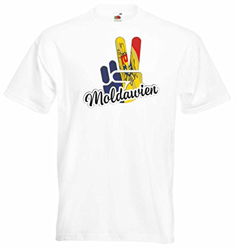 Black Dragon - Maglietta da uomo - JDM - Il Cut - Bandiera - Moldova - Victory - Vittoria, bianco, XL
