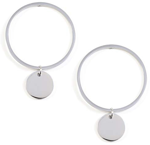 Happiness Boutique Damen Runde Ohrringe mit Plättchen in Silberfarbe | Kreis Ohrringe aus Edelstahl Geometrischer Schmuck