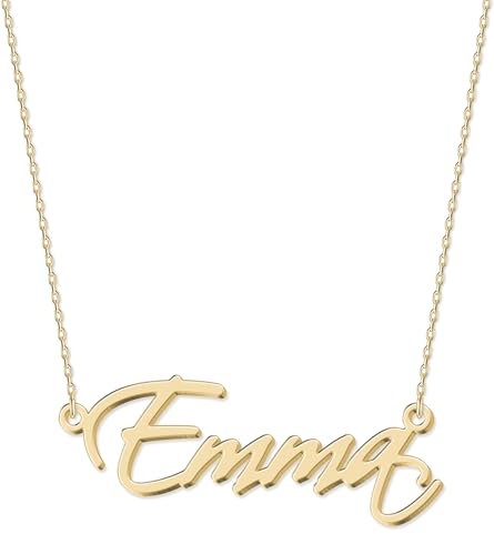 JOELLE JEWELRY Namensanhänger aus 750er vergoldetem 925er Silber- Personalisiert mit Ihrem eigenen Namen mit Herzform beliebiger Name für Damen Geburtstag Valentines Day Jahrestag Damen Schmuck