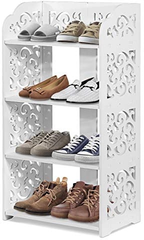 Cocoarm Schuhregal Weiß Breite 40 cm Regal 4 Böden Stehregal Schmal Standregal Eckregal Steckregal Wasserdicht Bücherregal für Wohnzimmer Badezimmer Dekoartikel Antwiue weiß 40 x23 x 71 cm