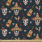 ABAKUHAUS Mexikaner Gewebe als Meterware, Schädel Hut Chili, Schön Gewebten Stoff für Polster und Wohnaccessoires, 1M (148x100cm), Dunkelgrau