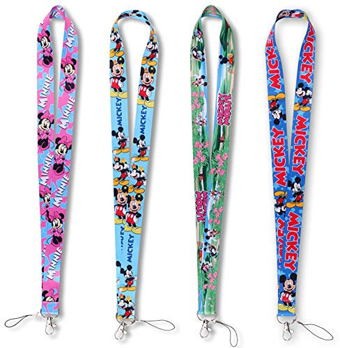 Ergonflow 4 Stück Cartoon-Umhängeband, Halskette, Handyriemen, Schlüsselanhänger, Umhängeband für Ausweishalter, Taschen, Zubehör mit Karabinerverschlüssen