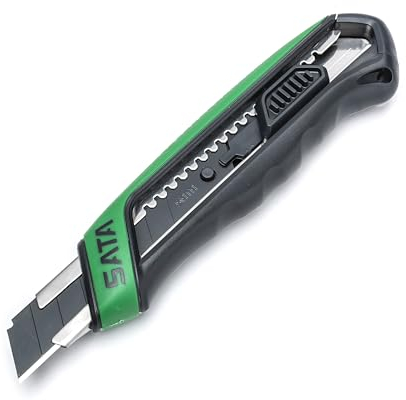 SATA ST93482 T-Series 18mm Snap Blade Utility Knife, with a Built-in Blade Snapper, Steel Blade Sleeve and an Ergonomic Soft Grip Handle