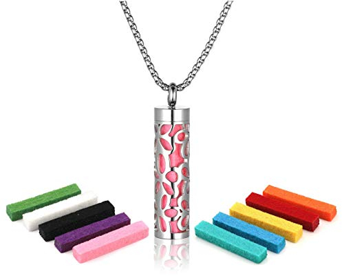 Zysta Aromatherapie Schmuck- Damen Herren Parfum Hohl Locket Käfig Anhänger Floating Charm Aroma Medaillon ätherisches Öl Diffuser Halskette mit 10pcs Pads (Hohl- Blume 1)