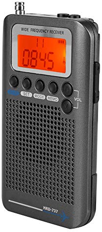 Aircraft Band Radio Receiver,VHF Full Band Radio Recorder Portable,Four Search Mode Radio with 1 Inch LCD Display Backlight,700mah Built-in Battery with Steel tie-rod Antenna(Black)