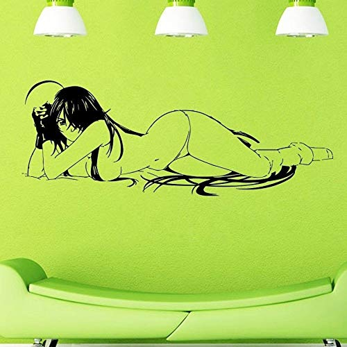 NSRJDSYT Japanische Cartoon Mädchen Vinyl Wandaufkleber Anime Manga Bikini Mädchen Wandkunst Wandtattoo Home Decoration Schlafzimmer Dekor 100x38cm