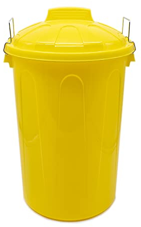 CABLEPELADO Cubo de Basura con tapa, Cubo basura Industrial, Cubo basura Plástico con asas metálicas, Contenedor residuos, 78 cm alto x 48.5 cm Diámetro superior, Capacidad 100 Litros, Amarillo