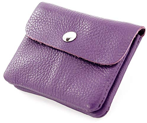 modamoda de P09 Damen Münzgeldbörse Geldbörse Portemonnaie Klein Leder Made in Italy P09, Farbe:Purple