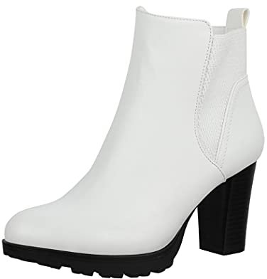 Elara Damen Stiefeletten Ankle Boots Chunkyrayan BZ66019-KB White-40