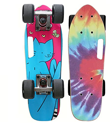 HSGAV Mini Skateboard 17Komplette Skateboards, Single Kick Concave 7-Lagen Maple Deck Standard Skateboards für Anfänger, Erwachsene, Jugendliche, Jugendliche, Kinder,Cat