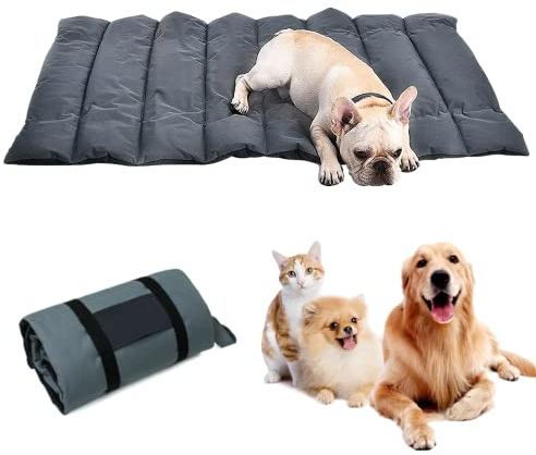 bangminda Cama para Perros Grande Mediana Impermeable Colchón Suave Plegable Lavable para Perros Gatos, Manta de Picnic Familiar Multifuncional para Interior Exterior, 110x68cm (Gris)