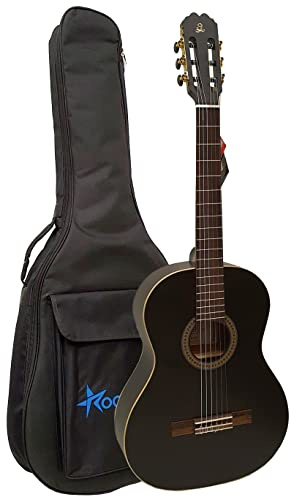 Guitarra Española Clásica ADMIRA LUNA de Madera Acabado Negro Luxe Tamaño 4/4 con Funda Acolchada 7mm - Rockmusic España