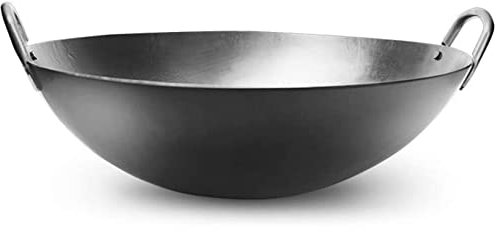 MNSSRN Gusseisen Wok, Wok Binaural Wok Alte verdickte Eisenpfanne, unbeschichteter binauraler Wok, geeignet für Gasherd,40CM