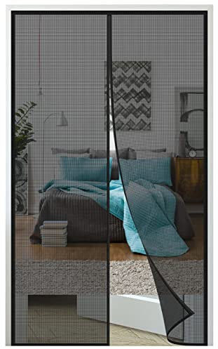 Zanzariera Magnetica per Porta,175x205cm (68.89x80.7in) Chiusura Automatica Tenda Zanzariera Porta Ingresso Cortile,Facile da Installare,Mantiene Stanza Traspirante Senza Zanzare,Nera-d
