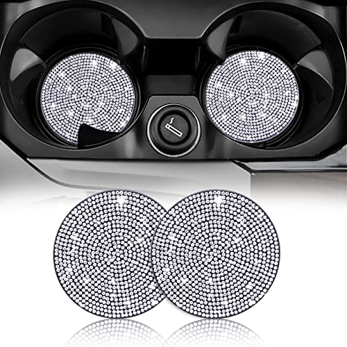 Savita 2 Pièces 7 cm/ 2,75 Pouces sous Verres de Voiture, Porte-Gobelet de Voiture Coaster, sous Verre Paillette de Voiture Tapis de Tasse Accessoires de Voiture en Cristal pour Dames et Filles