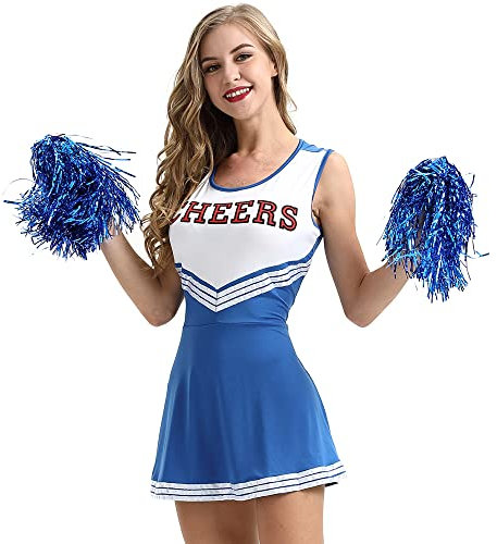 Ulalaza Damen Cheerleader Kostüm Mädchen Cheer Kostüm Uniform Outfit Rock Ärmel für Softball Dance Musical Party Halloween