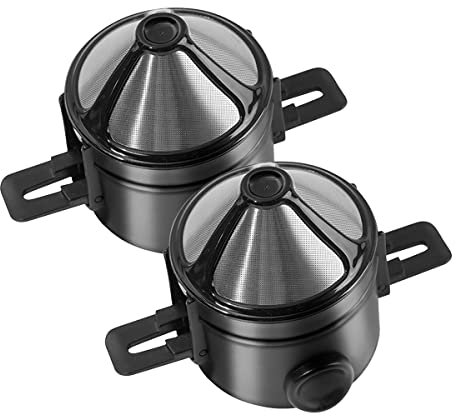 Melitt 2 PièCes SéRies Pliable Filtre à Café en Acier Inoxydable Goutte à Goutte Café Thé Support RéUtilisable Papier Verser sur Le Goutteur de Café