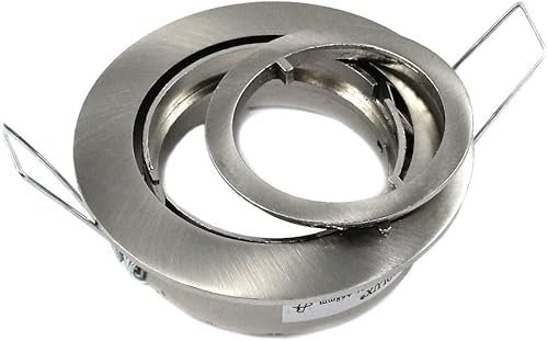 Kamilux 2er Set LED o. Halogen Einbaustrahler Lino für 12Volt Farbe: Edelstahl gebürstet (ohne Leuchtmittel) inkl. 12Volt MR16 Fassung.Spot Rund für Lochausschnitte von 68-76 mm