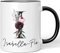 JUNIWORDS Tasse, Isabella-Pia, Name Anfangsbuchstabe Initial Alphabet Floral Buchstabe I Monogramm Motiv, Schwarz (5575255)