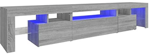 vidaXL Meuble TV avec Lumières LED Centre de Divertissement Rangement Meuble Média Meuble de Salon Salle de Séjour Maison Intérieur Sonoma Gris