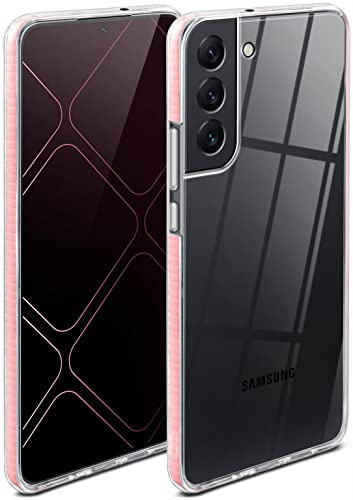 ONEFLOW für Samsung Galaxy S22 Hülle Silikon transparent, Handyhülle mit stoßfestem Bumper Backcover durchsichtig Silikonhülle kabelloses Laden Schutzhülle, Cushion Case, Rosa