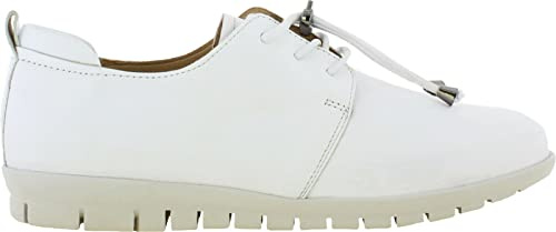 Adesso Ladies Leather Shoes Womens Soft Comfort Cushioned Colourful Trainers Flat Everyday Lace Up Pumps (White UK 5, EU 38)