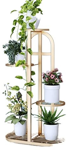 Blumenständer Pflanzenständer Blumentreppe Schmiedeeisen Blumenregal Metall Pflanzenständer Blumentablett Balkon Blumenständer Indoor Outdoor Blumenbank Pflanzenregal Blumenregal ( Blue : Gold , Size