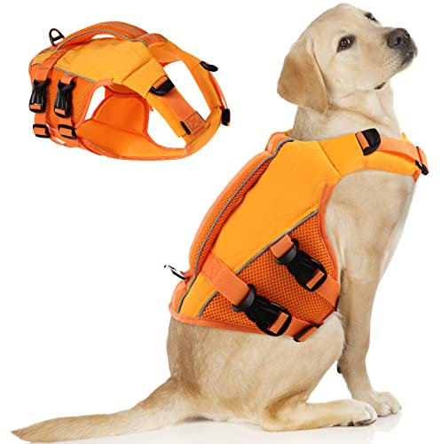 ASENKU Schwimmweste Hund Groß XXL,Verstellbar & Ripstop Hundeschwimmweste,Rettungsweste für Hunde mit Griff und Reflektierend, Hunde Schwimmweste für Chihuahua,Dackel,Französische Bulldogge, Labrador