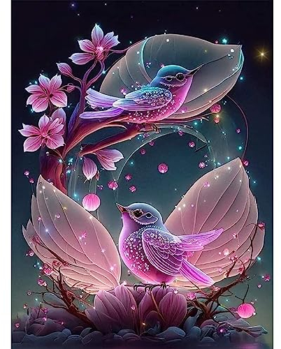 DAERLE Diamond Painting Erwachsene Elstern auf einem Zweig, 5D Diamant Painting Bilder Erwachsene, Diamond Painting Bilder Diamant Malerei Set Elstern Bringen viel Glück 30x40cm Wanddekoration