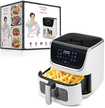 Fatto in Casa da Benedetta Friggitrice ad Aria (Capacità 6,5 Litri) - Potenza 1800 Watt - Cestello antiaderente con Griglia estraibile - Display digitale (Bianca)