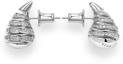 JENDEAR Chunky Ohrringe Dupes - Wassertropfen Ohrringe, Hypoallergene,Dicke Ohrstecker, 925 Silber mit Zirkonia