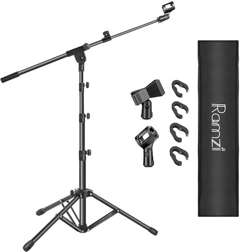 Pied de micro double support trépied pour microphone avec sac de support et 2 clips de micro réglables