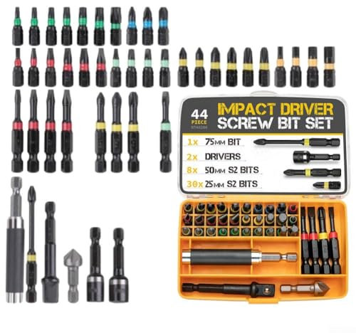 Juego de 44 brocas de destornillador profesional para reparación del hogar, juego de brocas de impacto