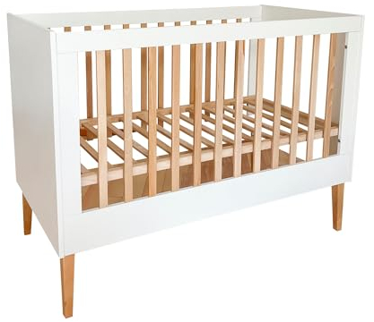 ATB Weiss Babybett Ila 60x120 - Baby Bett Für Baby - Massivholz Bed 120x60 for Babys - Kinderbett Ab 3 Jahr - Weiß Crib 60 x 120 - Beyaz Bebek Yatagi - Komplett Beybi Cots Für Sleep