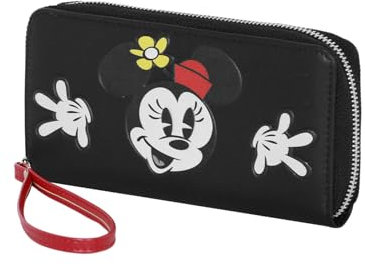 Disney Minnie Maus Face-Unverzichtbare Geldbörse, Schwarz, 19 x 10 cm