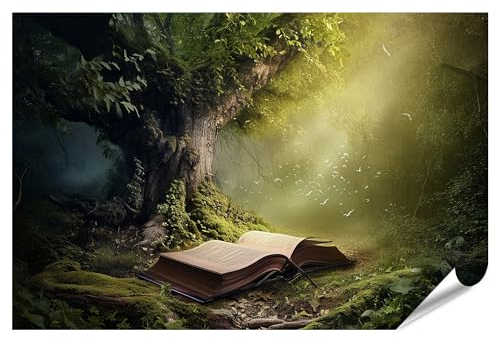 islandburner XXL Bild Poster Tauchen Sie EIN in 'Abenteuer Chroniken: Elderbaum - Altes Flüstern' Bibliothek Buchhandlung