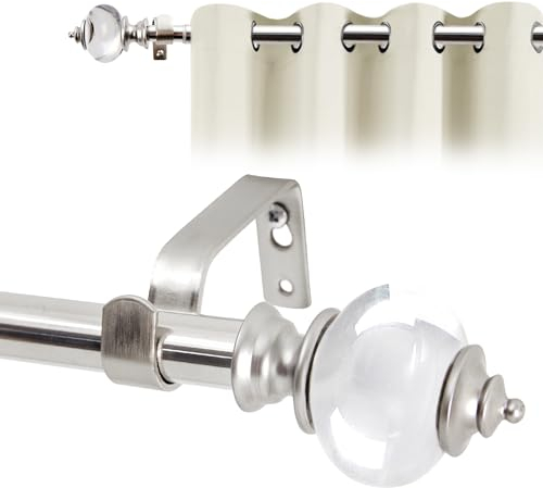 Deconovo Gardinenstange mit Halterung 19mm Durchmesser Vorhangstange Fenster Spleißen Verstellbare Wandmontage für Scheibengardinen, 122-213 cm, Silber, 1 Stück