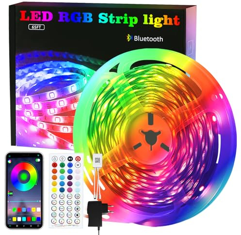 muyuua LED Strip 20m Streifen - LED Band Selbstklebend Gaming Party Deko RGB Leiste TV Hintergrundbeleuchtung Smart Lichtleiste mit Fernbedienung Fernseher Beleuchtung Dimmbar Musik Sync für Zimmer