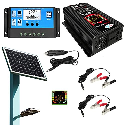 Kit générateur solaire – Kit système solaire, kit solaire complet 6000 W | Panneau solaire 18W 12 V, contrôleur de Charge solaire 30A, Kit complet de panneaux solaires avec onduleur solaire pour les v